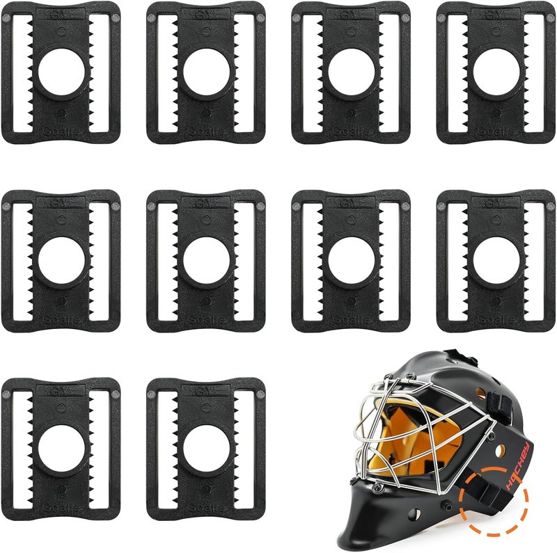 GY Hockey Goalie Mask Slider Clips 10 Pack – 3 x 2.6 cm (1.18 x 1.02 Inches) – Durable Plastic (PC) Replacement Helmet Buckles for Ice Hockey Goalie Helmets - Image 1